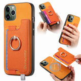 Retro Magsafe Cross Leather Ring Holder Card Bag Phone Case, For iPhone 12 / 12 Pro, For iPhone 12 Pro Max, For iPhone 11 Pro Max, For iPhone 11, For iPhone 11 Pro, For iPhone X / XS