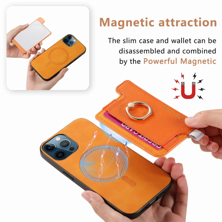 Retro Magsafe Cross Leather Ring Holder Card Bag Phone Case, For iPhone 12 / 12 Pro, For iPhone 12 Pro Max, For iPhone 11 Pro Max, For iPhone 11, For iPhone 11 Pro, For iPhone X / XS