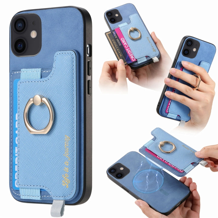 Retro Magsafe Cross Leather Ring Holder Card Bag Phone Case, For iPhone 12 / 12 Pro, For iPhone 12 Pro Max, For iPhone 11 Pro Max, For iPhone 11, For iPhone 11 Pro, For iPhone X / XS