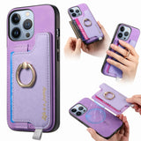 Retro Magsafe Cross Leather Ring Holder Card Bag Phone Case, For iPhone 14 Pro, For iPhone 14 Pro Max, For iPhone 7 / 8 / SE 2022, For iPhone 13 Pro Max, For iPhone 13 Pro, For iPhone 13