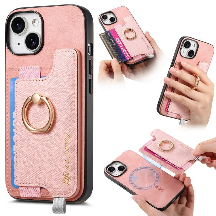 Retro Magsafe Cross Leather Ring Holder Card Bag Phone Case, For iPhone 15 Pro max, For iPhone 15 Pro, For iPhone 15 Plus, For iPhone 15, For iPhone 14 Plus, For iPhone 14