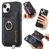 Retro Magsafe Cross Leather Ring Holder Card Bag Phone Case, For iPhone 15 Pro max, For iPhone 15 Pro, For iPhone 15 Plus, For iPhone 15, For iPhone 14 Plus, For iPhone 14