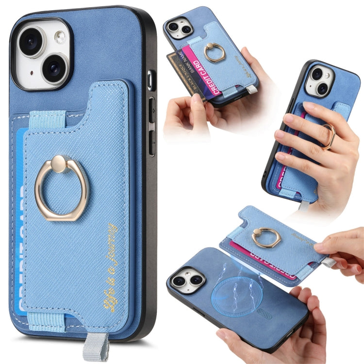 Retro Magsafe Cross Leather Ring Holder Card Bag Phone Case, For iPhone 15 Pro max, For iPhone 15 Pro, For iPhone 15 Plus, For iPhone 15, For iPhone 14 Plus, For iPhone 14