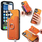 Retro Magsafe Cross Leather Ring Holder Card Bag Phone Case, For iPhone 17, For iPhone Air, For iPhone 16 Pro Max, For iPhone 16 Pro, For iPhone 16 Plus, For iPhone 16