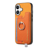 Retro Magsafe Cross Leather Ring Holder Card Bag Phone Case, For iPhone 17, For iPhone Air, For iPhone 16 Pro Max, For iPhone 16 Pro, For iPhone 16 Plus, For iPhone 16