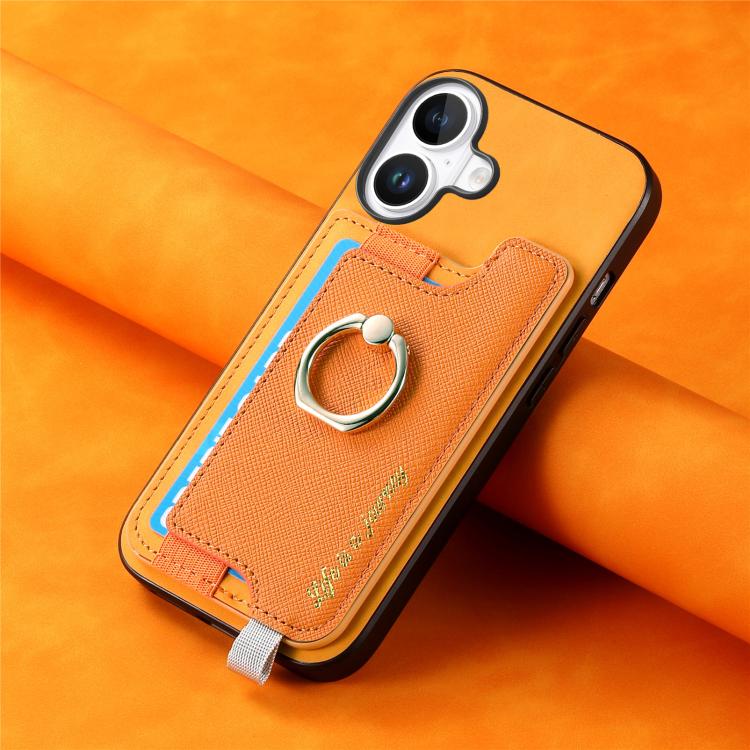 Retro Magsafe Cross Leather Ring Holder Card Bag Phone Case, For iPhone 17, For iPhone Air, For iPhone 16 Pro Max, For iPhone 16 Pro, For iPhone 16 Plus, For iPhone 16