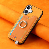 Retro Magsafe Cross Leather Ring Holder Card Bag Phone Case, For iPhone 17, For iPhone Air, For iPhone 16 Pro Max, For iPhone 16 Pro, For iPhone 16 Plus, For iPhone 16