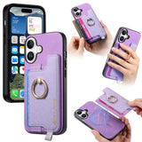 Retro Magsafe Cross Leather Ring Holder Card Bag Phone Case, For iPhone 17, For iPhone Air, For iPhone 16 Pro Max, For iPhone 16 Pro, For iPhone 16 Plus, For iPhone 16