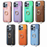 Retro Magsafe Cross Leather Ring Holder Card Bag Phone Case, For iPhone 17, For iPhone Air, For iPhone 16 Pro Max, For iPhone 16 Pro, For iPhone 16 Plus, For iPhone 16
