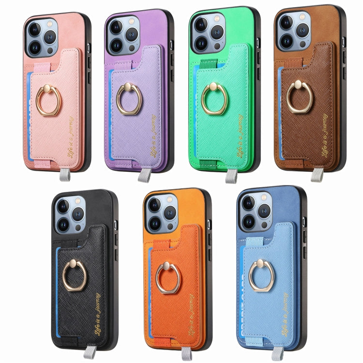 Retro Magsafe Cross Leather Ring Holder Card Bag Phone Case, For iPhone 15 Pro max, For iPhone 15 Pro, For iPhone 15 Plus, For iPhone 15, For iPhone 14 Plus, For iPhone 14
