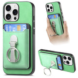 Retro Folding Ring Holder Card Bag MagSafe Phone Case, For iPhone 17, For iPhone Air, For iPhone 16 Pro Max, For iPhone 16 Pro, For iPhone 16 Plus, For iPhone 16
