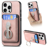 Retro Folding Ring Holder Card Bag MagSafe Phone Case, For iPhone 17, For iPhone Air, For iPhone 16 Pro Max, For iPhone 16 Pro, For iPhone 16 Plus, For iPhone 16