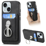 Retro Folding Ring Holder Card Bag MagSafe Phone Case, For iPhone 15 Pro Max, For iPhone 15 Pro, For iPhone 15 Plus, For iPhone 15, For iPhone 14 Plus, For iPhone 14