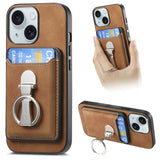 Retro Folding Ring Holder Card Bag MagSafe Phone Case, For iPhone 15 Pro Max, For iPhone 15 Pro, For iPhone 15 Plus, For iPhone 15, For iPhone 14 Plus, For iPhone 14