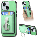 Retro Folding Ring Holder Card Bag MagSafe Phone Case, For iPhone 15 Pro Max, For iPhone 15 Pro, For iPhone 15 Plus, For iPhone 15, For iPhone 14 Plus, For iPhone 14