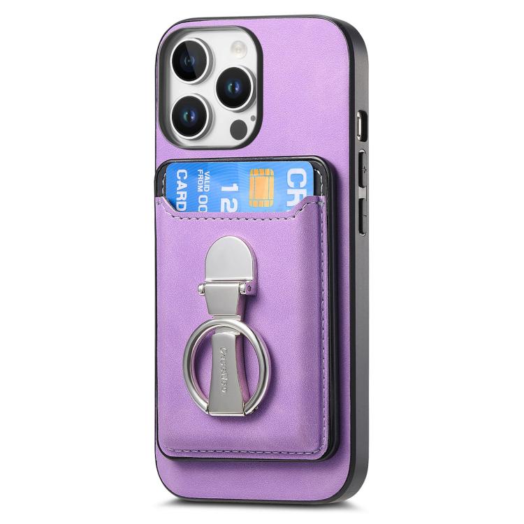 Retro Folding Ring Holder Card Bag MagSafe Phone Case, For iPhone 15 Pro Max, For iPhone 15 Pro, For iPhone 15 Plus, For iPhone 15, For iPhone 14 Plus, For iPhone 14