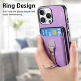 Retro Folding Ring Holder Card Bag MagSafe Phone Case, For iPhone 15 Pro Max, For iPhone 15 Pro, For iPhone 15 Plus, For iPhone 15, For iPhone 14 Plus, For iPhone 14