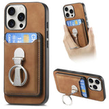 Retro Folding Ring Holder Card Bag MagSafe Phone Case, For iPhone 15 Pro Max, For iPhone 15 Pro, For iPhone 15 Plus, For iPhone 15, For iPhone 14 Plus, For iPhone 14
