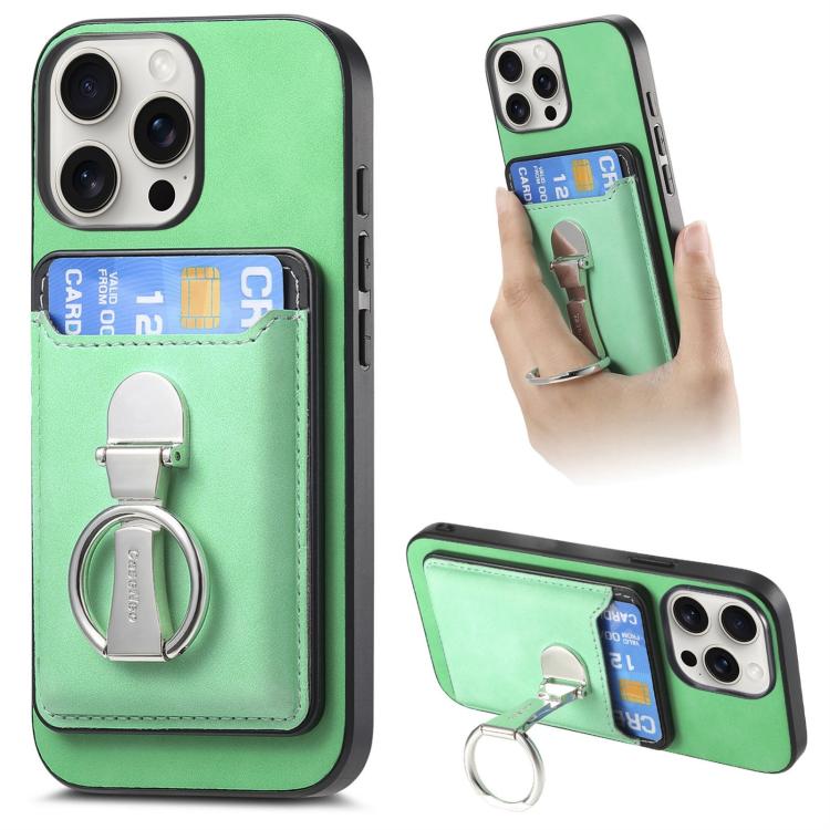 Retro Folding Ring Holder Card Bag MagSafe Phone Case, For iPhone 15 Pro Max, For iPhone 15 Pro, For iPhone 15 Plus, For iPhone 15, For iPhone 14 Plus, For iPhone 14