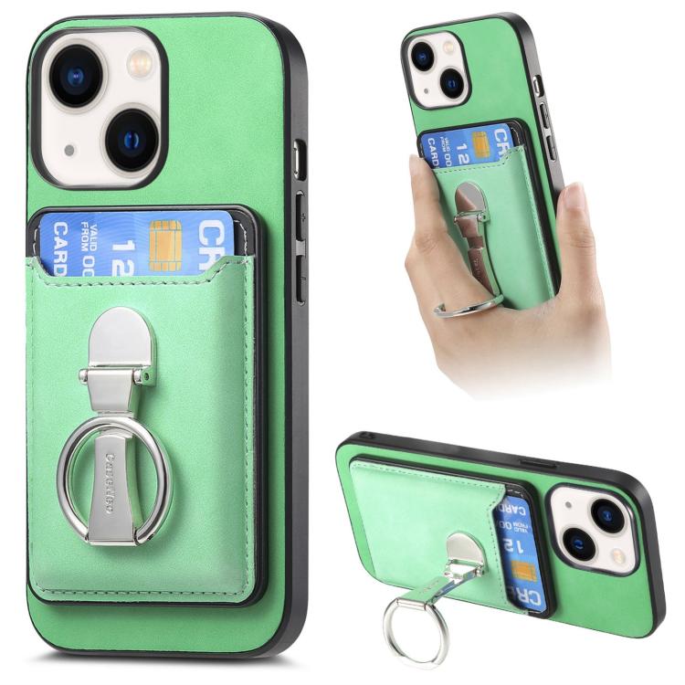Retro Folding Ring Holder Card Bag MagSafe Phone Case, For iPhone 15 Pro Max, For iPhone 15 Pro, For iPhone 15 Plus, For iPhone 15, For iPhone 14 Plus, For iPhone 14