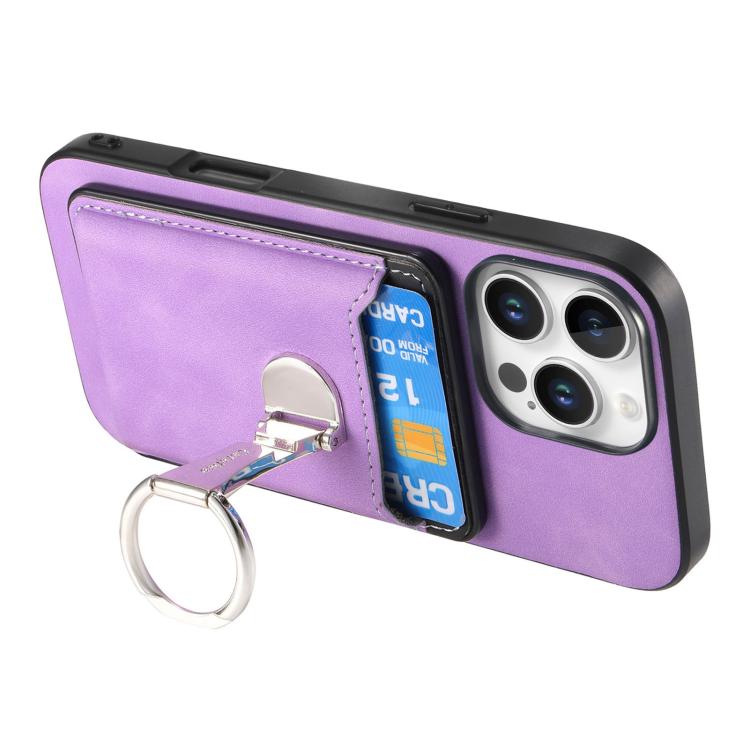 Retro Folding Ring Holder Card Bag MagSafe Phone Case, For iPhone 14 Pro, For iPhone 14 Pro Max, For iPhone 13 Pro Max, For iPhone 13 Pro, For iPhone 13, For iPhone 12