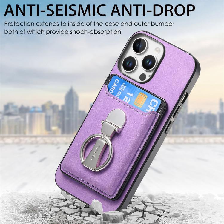 Retro Folding Ring Holder Card Bag MagSafe Phone Case, For iPhone 14 Pro, For iPhone 14 Pro Max, For iPhone 13 Pro Max, For iPhone 13 Pro, For iPhone 13, For iPhone 12