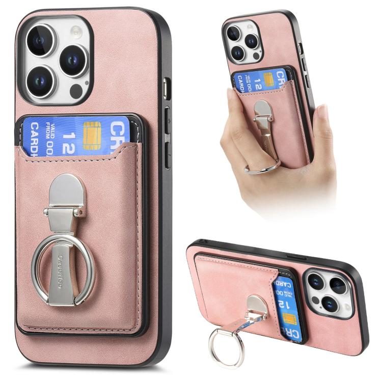 Retro Folding Ring Holder Card Bag MagSafe Phone Case, For iPhone 14 Pro, For iPhone 14 Pro Max, For iPhone 13 Pro Max, For iPhone 13 Pro, For iPhone 13, For iPhone 12