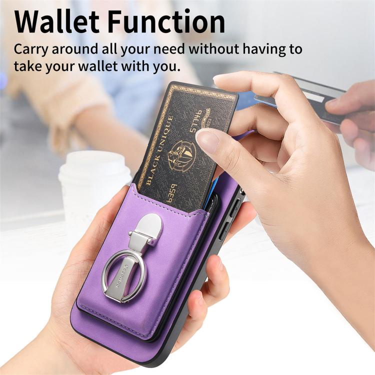 Retro Folding Ring Holder Card Bag MagSafe Phone Case, For iPhone 12 Pro Max, For iPhone 12 Pro, For iPhone 11 Pro Max, For iPhone 11, For iPhone 11 Pro