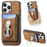 Retro Folding Ring Holder Card Bag MagSafe Phone Case, For iPhone 12 Pro Max, For iPhone 12 Pro, For iPhone 11 Pro Max, For iPhone 11, For iPhone 11 Pro