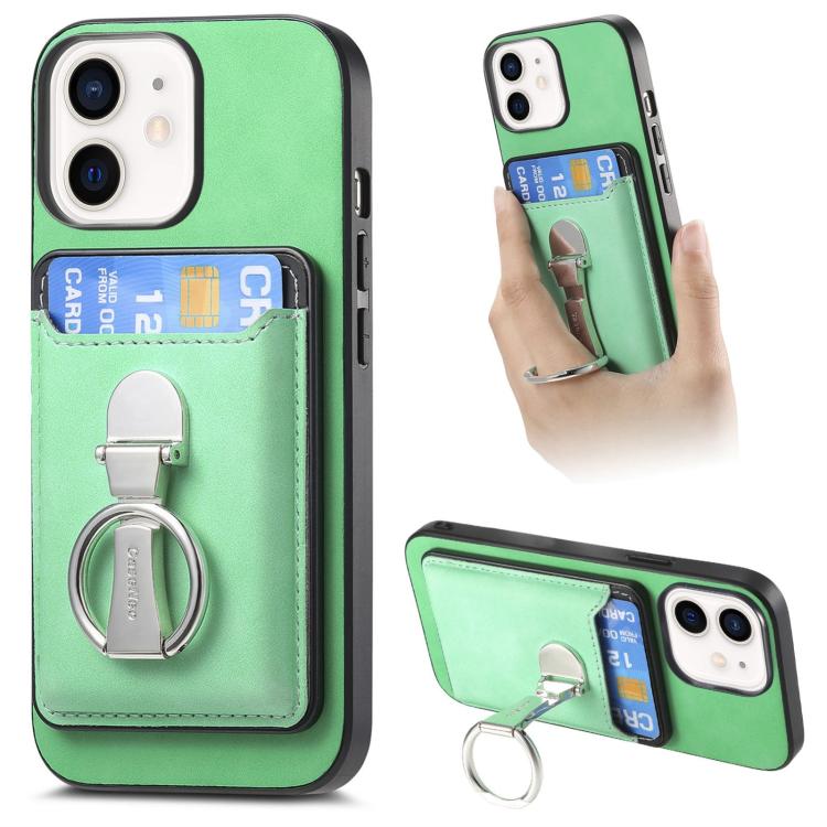 Retro Folding Ring Holder Card Bag MagSafe Phone Case, For iPhone 12 Pro Max, For iPhone 12 Pro, For iPhone 11 Pro Max, For iPhone 11, For iPhone 11 Pro