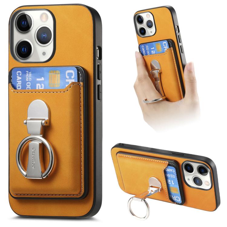 Retro Folding Ring Holder Card Bag MagSafe Phone Case, For iPhone 12 Pro Max, For iPhone 12 Pro, For iPhone 11 Pro Max, For iPhone 11, For iPhone 11 Pro