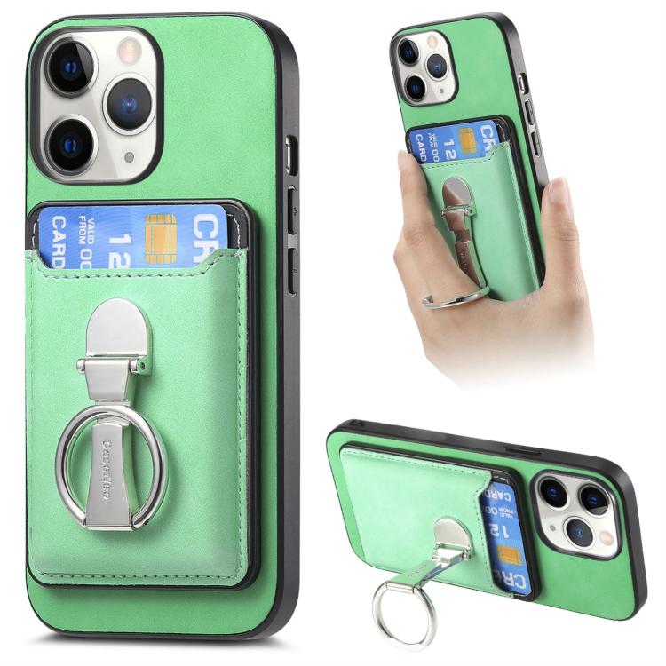 Retro Folding Ring Holder Card Bag MagSafe Phone Case, For iPhone 12 Pro Max, For iPhone 12 Pro, For iPhone 11 Pro Max, For iPhone 11, For iPhone 11 Pro