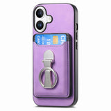 Retro Folding Ring Holder Card Bag MagSafe Phone Case, For iPhone 17, For iPhone Air, For iPhone 16 Pro Max, For iPhone 16 Pro, For iPhone 16 Plus, For iPhone 16