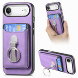 Retro Folding Ring Holder Card Bag MagSafe Phone Case, For iPhone 17, For iPhone Air, For iPhone 16 Pro Max, For iPhone 16 Pro, For iPhone 16 Plus, For iPhone 16