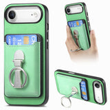 Retro Folding Ring Holder Card Bag MagSafe Phone Case, For iPhone 17, For iPhone Air, For iPhone 16 Pro Max, For iPhone 16 Pro, For iPhone 16 Plus, For iPhone 16