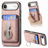 Retro Folding Ring Holder Card Bag MagSafe Phone Case, For iPhone 17, For iPhone Air, For iPhone 16 Pro Max, For iPhone 16 Pro, For iPhone 16 Plus, For iPhone 16
