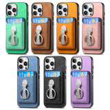 Retro Folding Ring Holder Card Bag MagSafe Phone Case, For iPhone 15 Pro Max, For iPhone 15 Pro, For iPhone 15 Plus, For iPhone 15, For iPhone 14 Plus, For iPhone 14