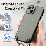 Carbon Fiber Texture Leather Back Phone Case with Crossbody Strap, For iPhone 11, For iPhone 11 Pro, For iPhone X / XS, For iPhone XR, For iPhone XS Max, For iPhone 7 Plus / 8 Plus, For iPhone 6 Plus / 6s Plus, For iPhone 6 / 6s