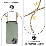 Carbon Fiber Texture Leather Back Phone Case with Crossbody Strap, For iPhone 11, For iPhone 11 Pro, For iPhone X / XS, For iPhone XR, For iPhone XS Max, For iPhone 7 Plus / 8 Plus, For iPhone 6 Plus / 6s Plus, For iPhone 6 / 6s
