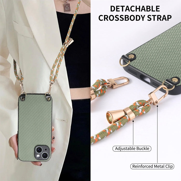 Carbon Fiber Texture Leather Back Phone Case with Crossbody Strap, For iPhone 11, For iPhone 11 Pro, For iPhone X / XS, For iPhone XR, For iPhone XS Max, For iPhone 7 Plus / 8 Plus, For iPhone 6 Plus / 6s Plus, For iPhone 6 / 6s