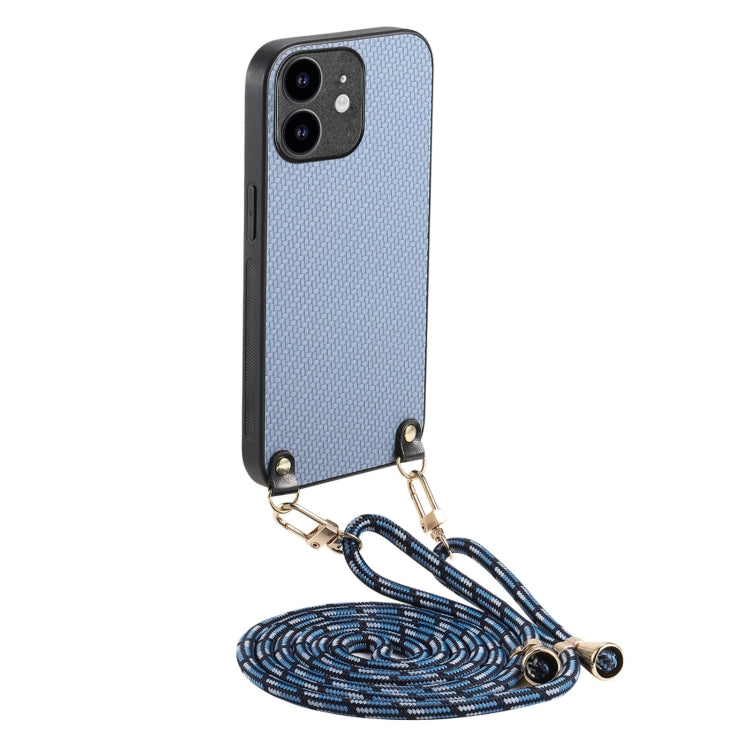 Carbon Fiber Texture Leather Back Phone Case with Crossbody Strap, For iPhone 11, For iPhone 11 Pro, For iPhone X / XS, For iPhone XR, For iPhone XS Max, For iPhone 7 Plus / 8 Plus, For iPhone 6 Plus / 6s Plus, For iPhone 6 / 6s