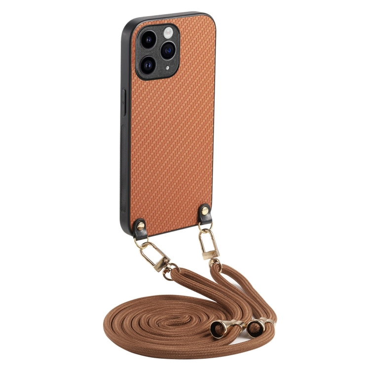 Carbon Fiber Texture Leather Back Phone Case with Crossbody Strap, For iPhone 11, For iPhone 11 Pro, For iPhone X / XS, For iPhone XR, For iPhone XS Max, For iPhone 7 Plus / 8 Plus, For iPhone 6 Plus / 6s Plus, For iPhone 6 / 6s