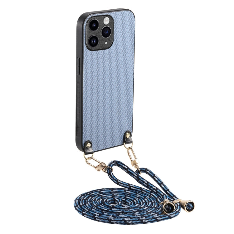 Carbon Fiber Texture Leather Back Phone Case with Crossbody Strap, For iPhone 11, For iPhone 11 Pro, For iPhone X / XS, For iPhone XR, For iPhone XS Max, For iPhone 7 Plus / 8 Plus, For iPhone 6 Plus / 6s Plus, For iPhone 6 / 6s