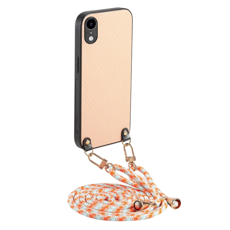 Carbon Fiber Texture Leather Back Phone Case with Crossbody Strap, For iPhone 11, For iPhone 11 Pro, For iPhone X / XS, For iPhone XR, For iPhone XS Max, For iPhone 7 Plus / 8 Plus, For iPhone 6 Plus / 6s Plus, For iPhone 6 / 6s