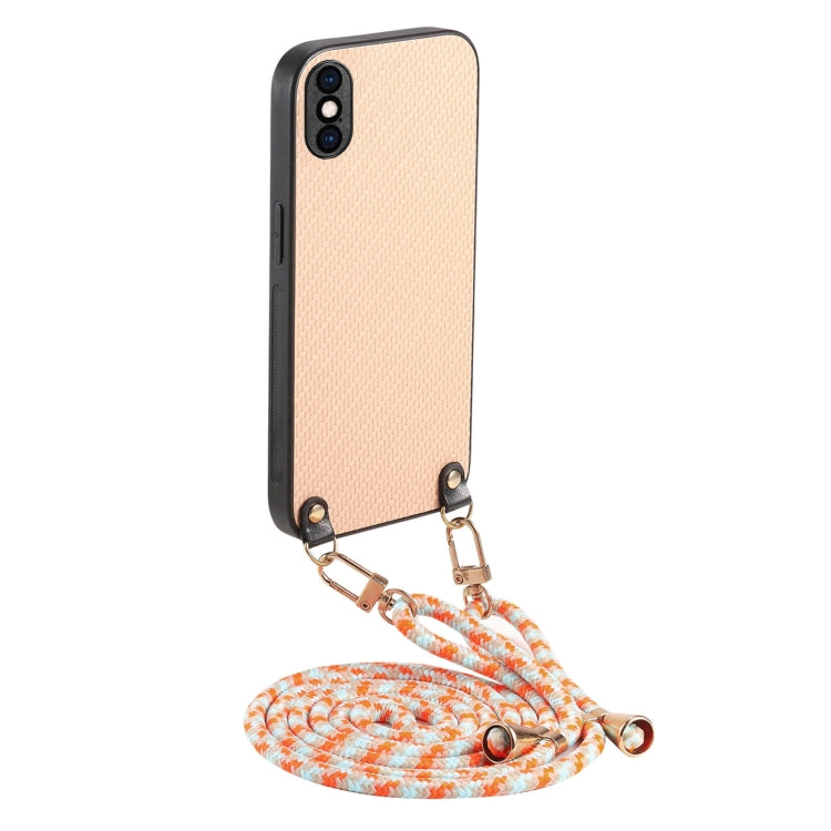 Carbon Fiber Texture Leather Back Phone Case with Crossbody Strap, For iPhone 11, For iPhone 11 Pro, For iPhone X / XS, For iPhone XR, For iPhone XS Max, For iPhone 7 Plus / 8 Plus, For iPhone 6 Plus / 6s Plus, For iPhone 6 / 6s