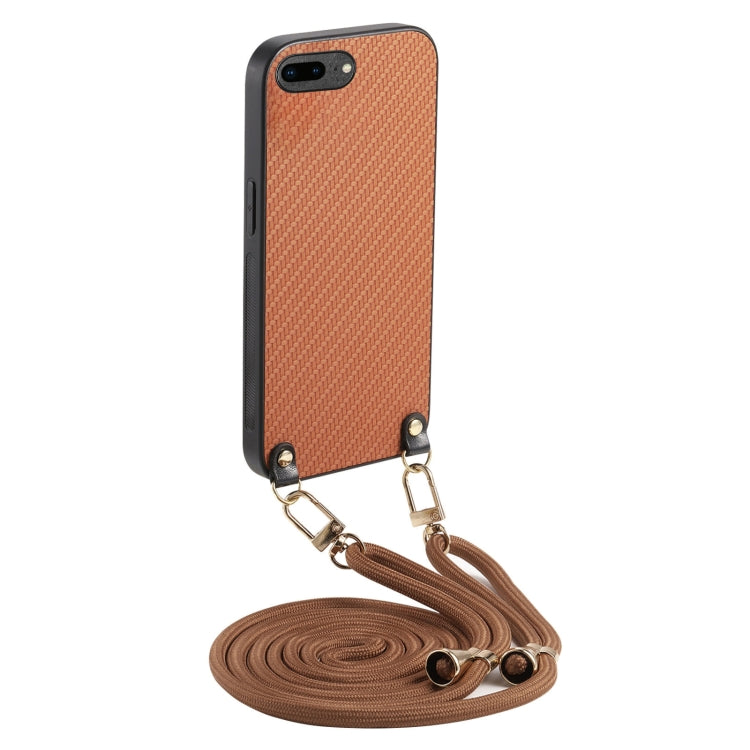 Carbon Fiber Texture Leather Back Phone Case with Crossbody Strap, For iPhone 11, For iPhone 11 Pro, For iPhone X / XS, For iPhone XR, For iPhone XS Max, For iPhone 7 Plus / 8 Plus, For iPhone 6 Plus / 6s Plus, For iPhone 6 / 6s