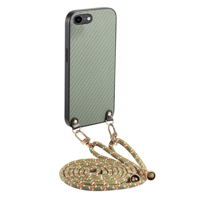 Carbon Fiber Texture Leather Back Phone Case with Crossbody Strap, For iPhone 11, For iPhone 11 Pro, For iPhone X / XS, For iPhone XR, For iPhone XS Max, For iPhone 7 Plus / 8 Plus, For iPhone 6 Plus / 6s Plus, For iPhone 6 / 6s