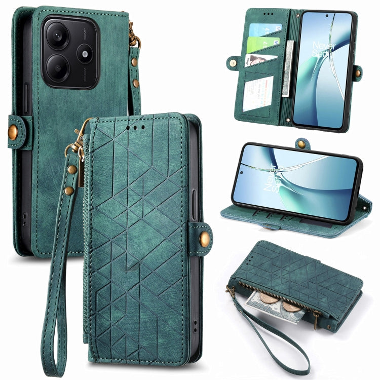 Geometric Zipper Wallet Side Buckle Leather Phone Case, For Xiaomi 15 Ultra, For Redmi Turbo 4, For Xiaomi Poco X7 Pro, For Redmi Note 14 4G 163.25mm, For Xiaomi 15 Pro, For Xiaomi 15, For Xiaomi Redmi Note 14 5G, For Xiaomi Redmi Note 14 Pro+ 5G