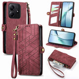 Geometric Zipper Wallet Side Buckle Leather Phone Case, For Xiaomi 15 Ultra, For Redmi Turbo 4, For Xiaomi Poco X7 Pro, For Redmi Note 14 4G 163.25mm, For Xiaomi 15 Pro, For Xiaomi 15, For Xiaomi Redmi Note 14 5G, For Xiaomi Redmi Note 14 Pro+ 5G