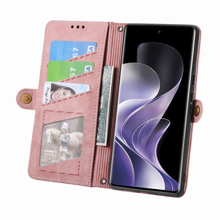 Geometric Zipper Wallet Side Buckle Leather Phone Case, For Xiaomi Redmi Note 14 Pro 5G